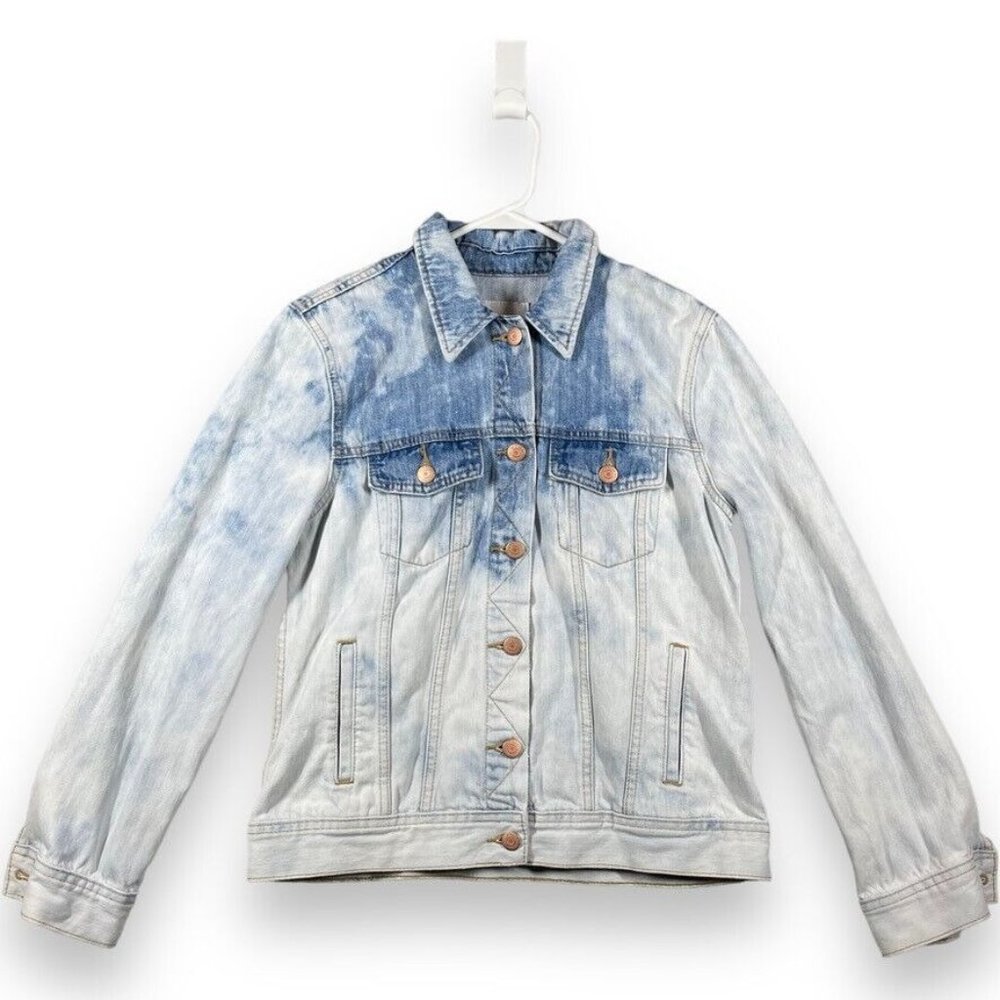 Old Navy Jean Jacket Women’s Size Medium Distressed Denim Blue Jean Jacket